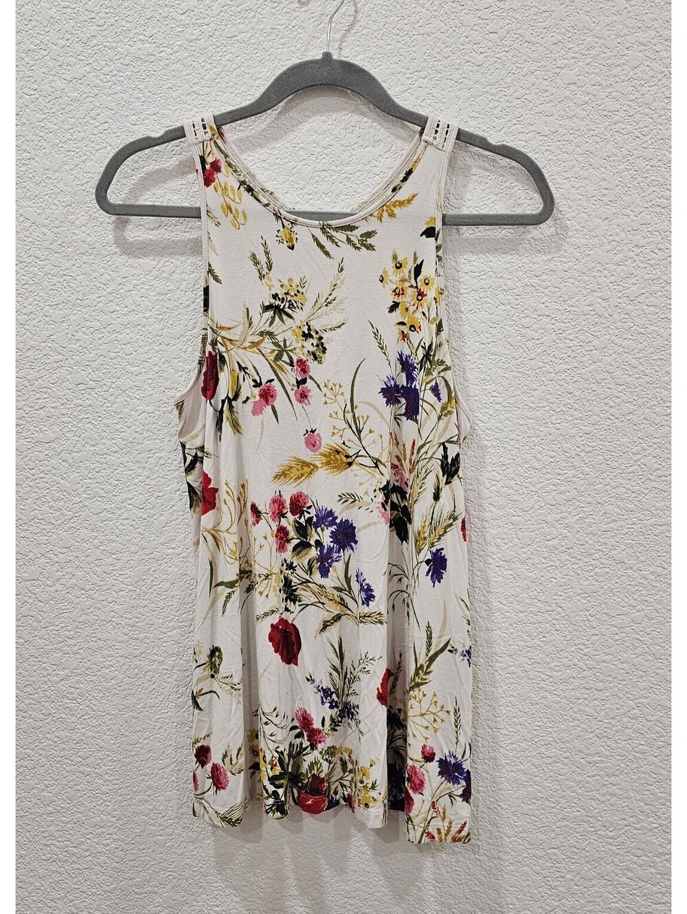 Anthropologie Akemi + Kin Floral Crochet Back Swing Tank Top Women M Boho